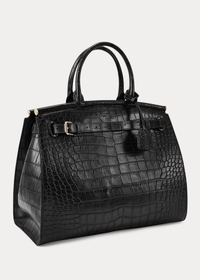 Bolsos De Mano Ralph Lauren Mujer Negros - Alligator Large RL50 - ZKNDB2650